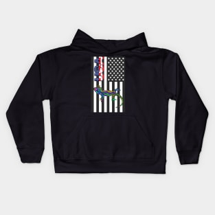 Island night lizard usa flag Kids Hoodie